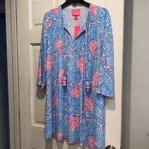 Marilina tunic dress in blue haven raising shell